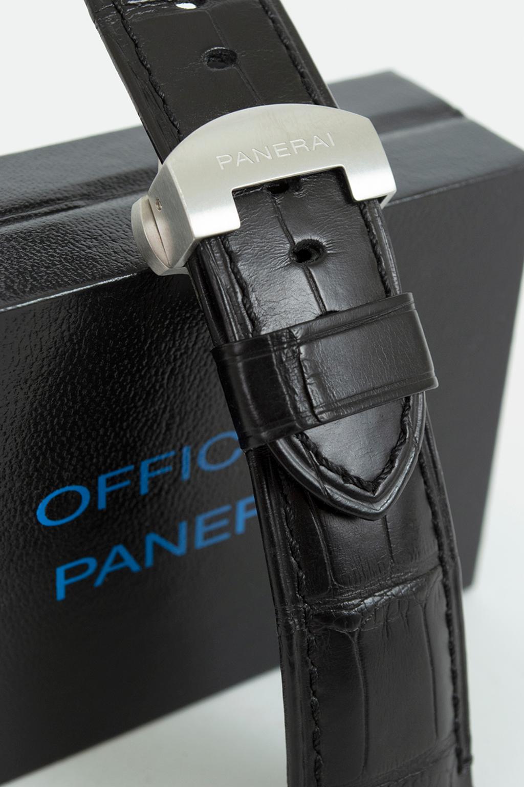 Contemporary New PANERAI Luminor Radiomir Black Alligator Watch Strap/Steel Buckle Set, 2012 For Sale