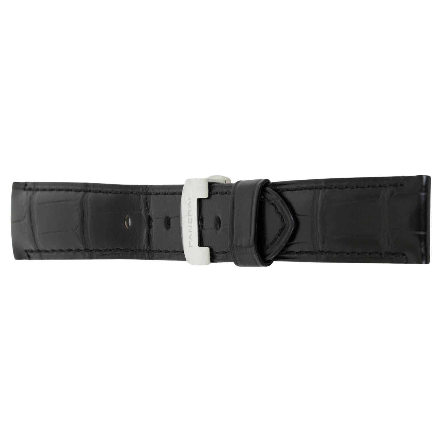 New PANERAI Luminor Radiomir Black Alligator Watch Strap/Steel Buckle Set, 2012 For Sale