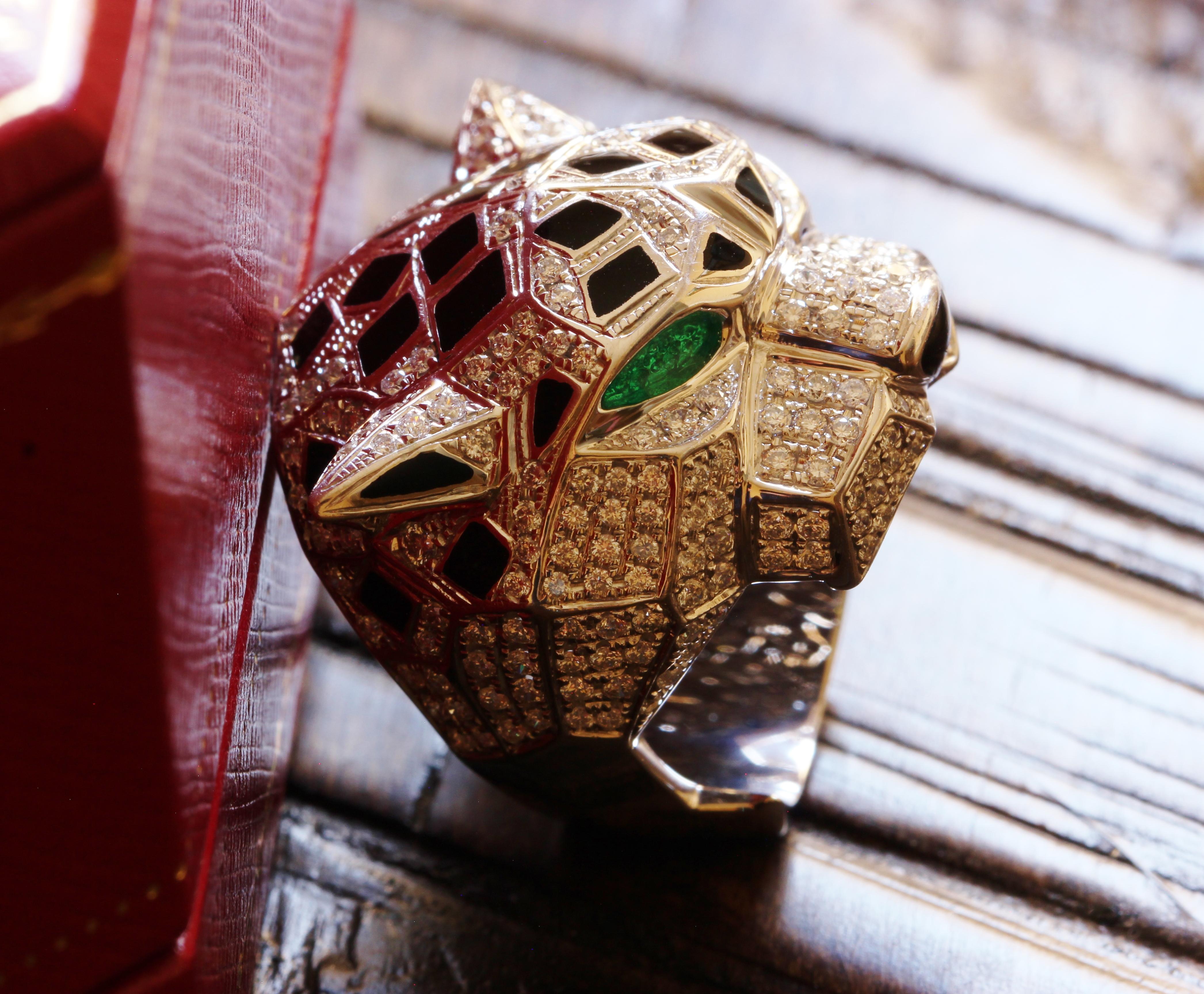 Neu / Panthere Panther Ring / Diamant VS-G / 18K Weißgold / Luxus im Zustand „Neu“ in Rancho Mirage, CA