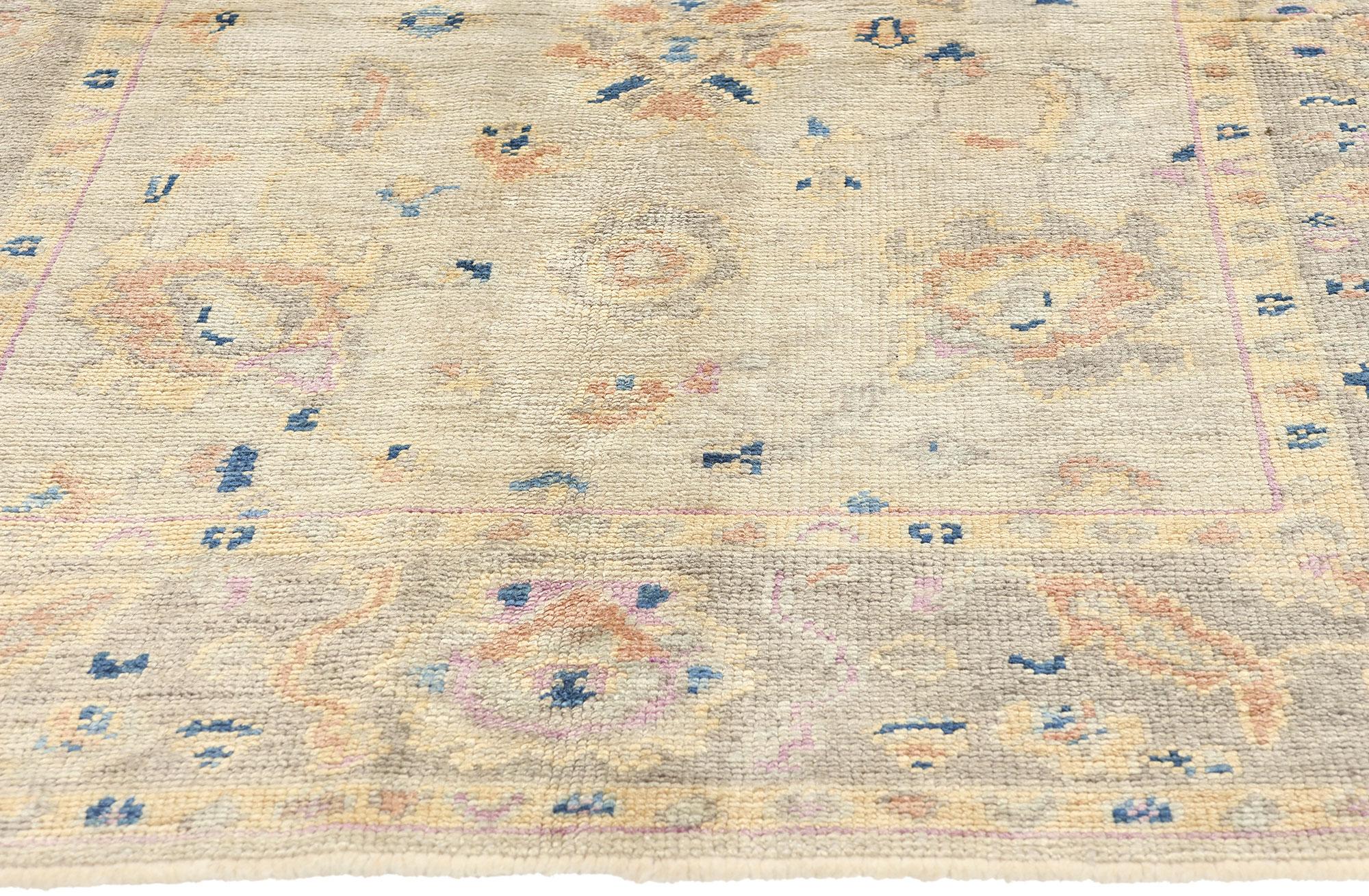 New Pastel Earth-Tone Contemporary Turkish Oushak Rug In New Condition For Sale In Dallas, TX