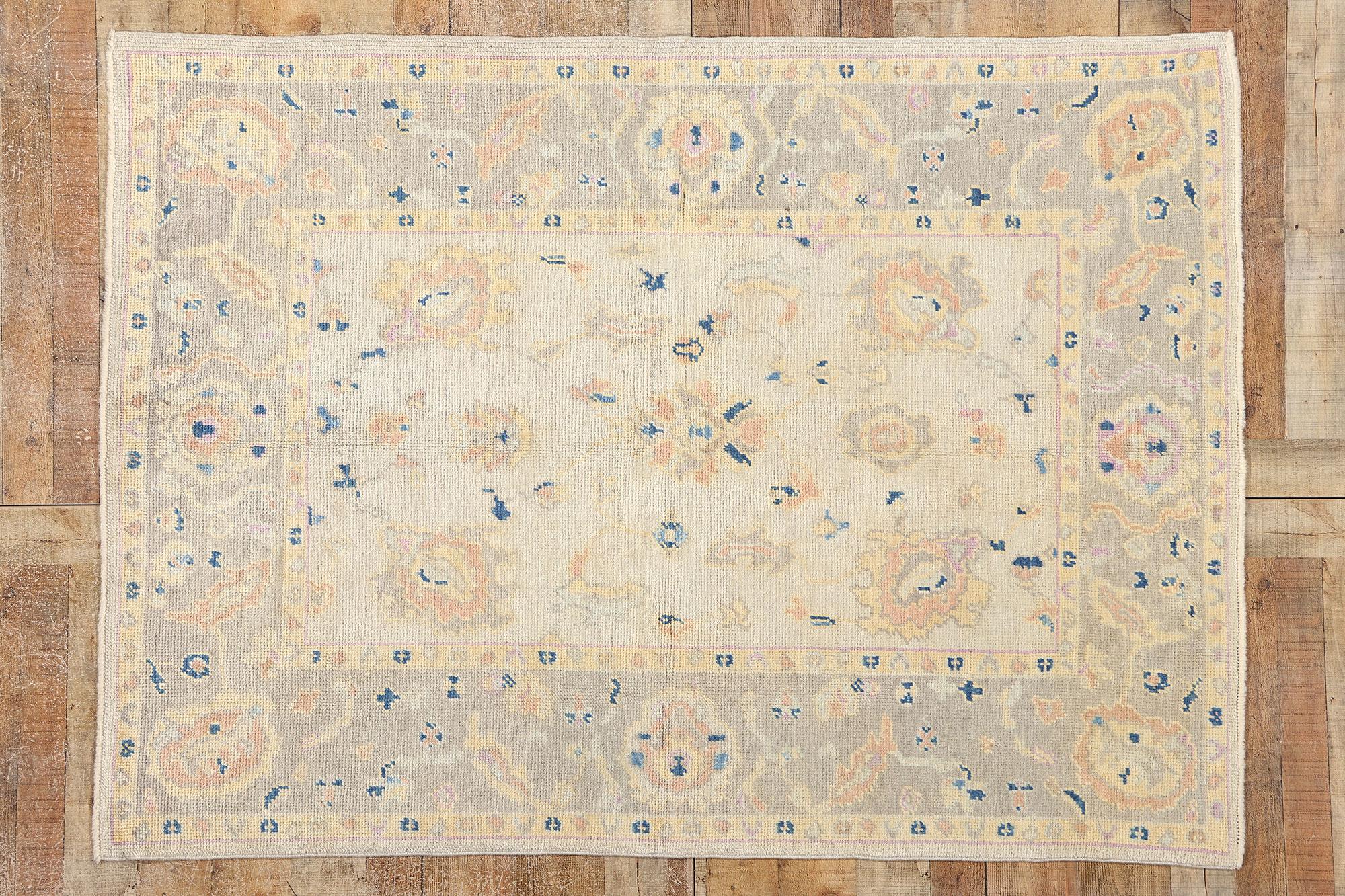 New Pastel Earth-Tone Contemporary Turkish Oushak Rug (tapis turc Oushak) en vente 2