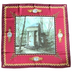 New Patek Philippe 1990s Novelty Watch Print 34 x 34 Vintage Silk Scarf with Box