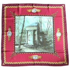 New Patek Philippe 1990s Novelty Watch Print 34 x 34 Vintage Silk Scarf with Box