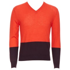 Used new PAUL SMITH 100% wool red purple colorblocked V-neck sweater M