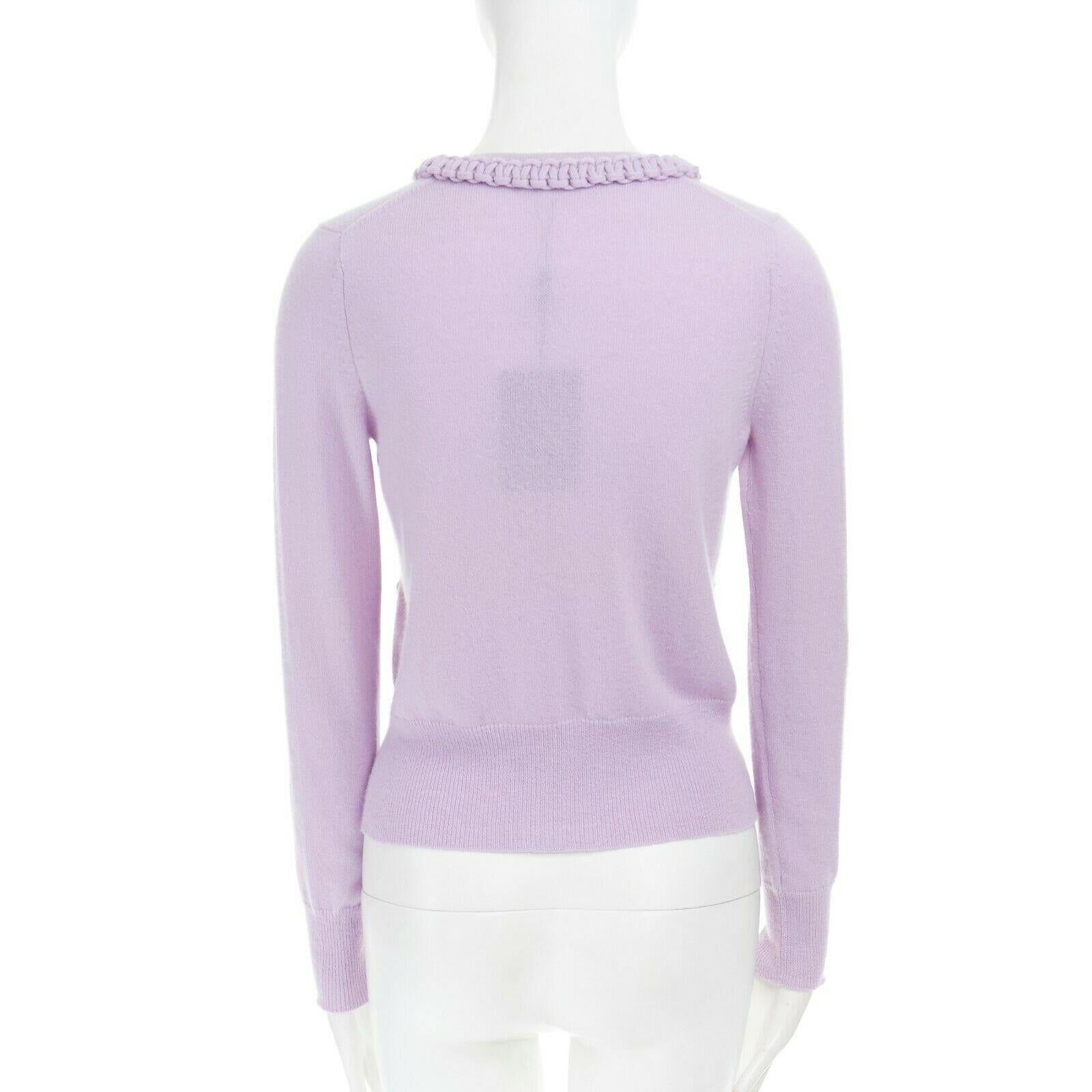 new PAULE KA 100% cashmere periwinkle purple knitted collar cardigan ...