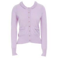 new PAULE KA 100% cashmere periwinkle purple knitted collar cardigan swater S