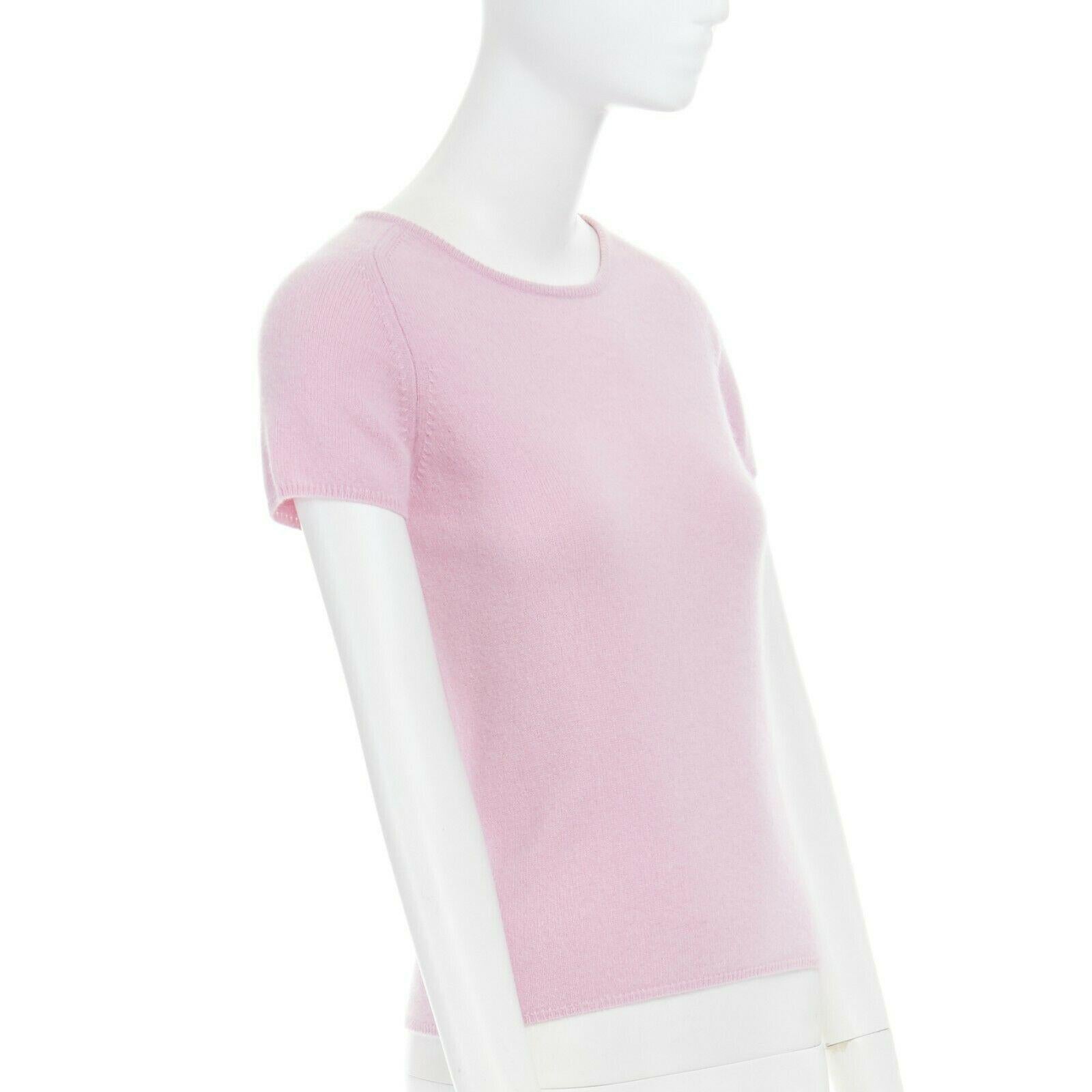 new PAULE KA 100% cashmere wool knit pastel pink short sleeve sweater top S In Good Condition In Hong Kong, NT