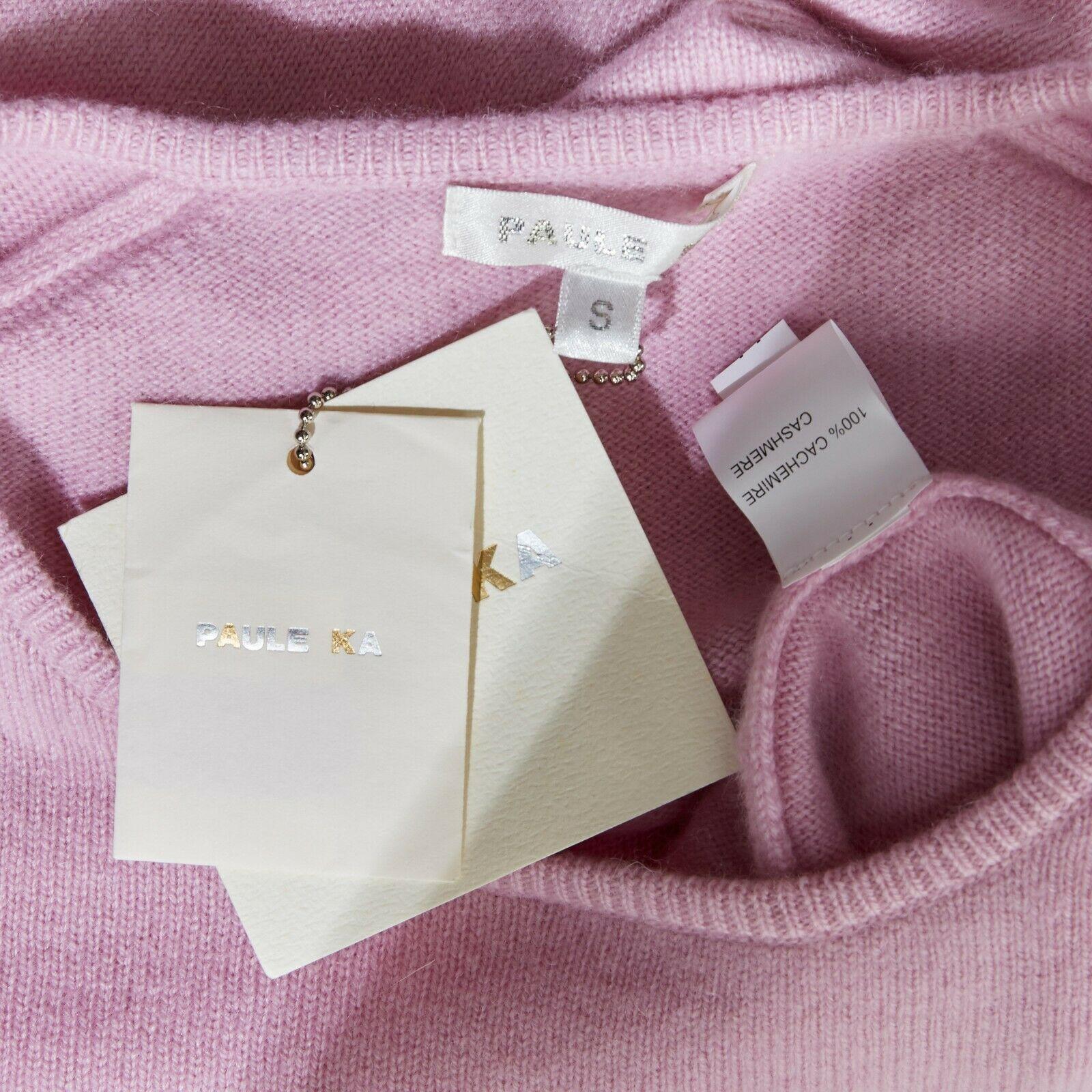 new PAULE KA 100% cashmere wool knit pastel pink short sleeve sweater top S 4