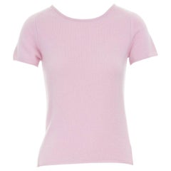new PAULE KA 100% cashmere wool knit pastel pink short sleeve sweater top S