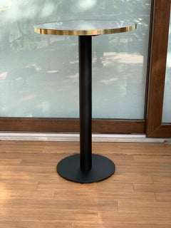 New Pedestal High Cocktail table with Marble and Brass Top