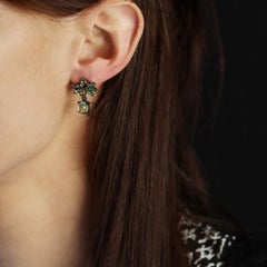 New Perhnite Garnets Silver Drop Earrings