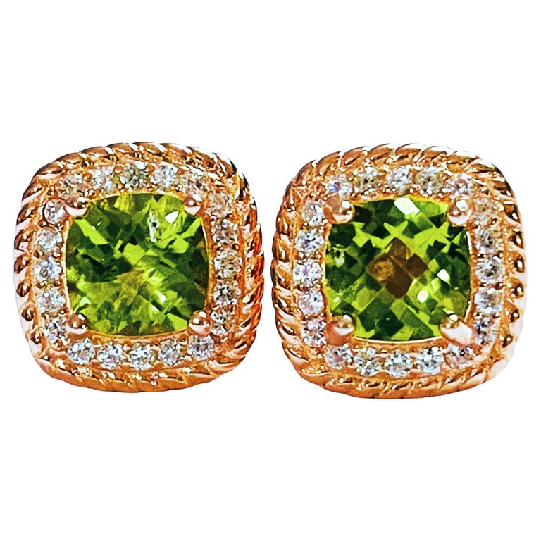 Afternoon Green Pear Sterling Silver Earrings plated in 18K Rose Gold