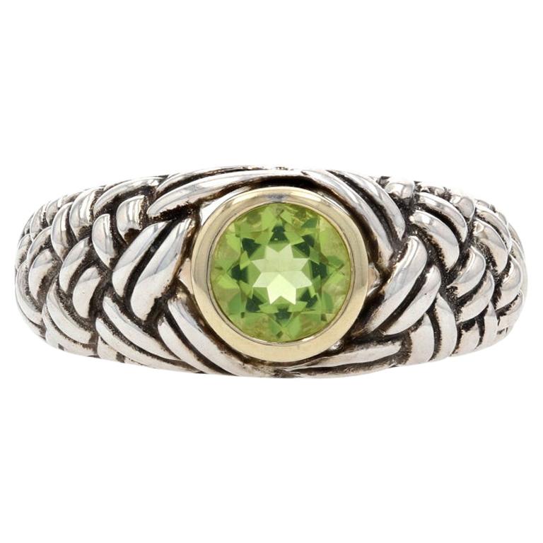 New Peridot Ring, Sterling Silver 18k Gold Woven Band Krementz 1.10ct