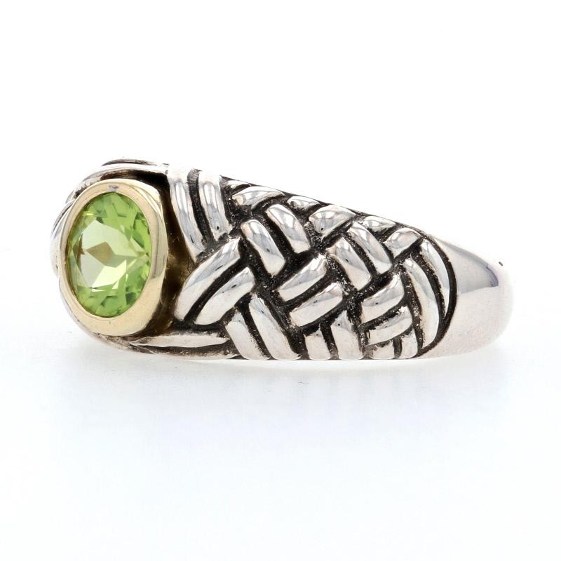 New Peridot Ring, Sterling Silver 18k Gold Woven Band Krementz 1.10ct 2
