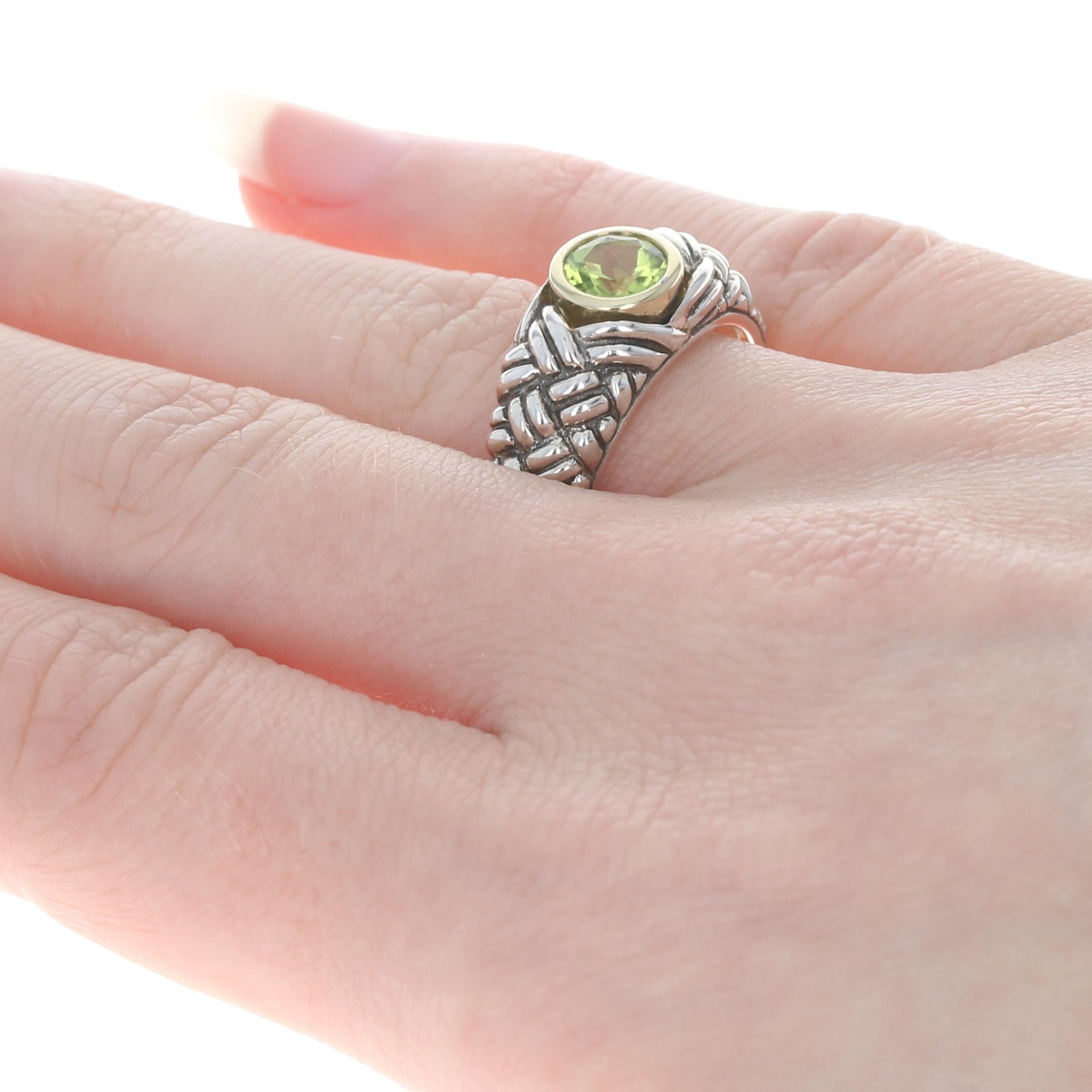 New Peridot Ring, Sterling Silver 18k Gold Woven Band Krementz 1.10ct 4