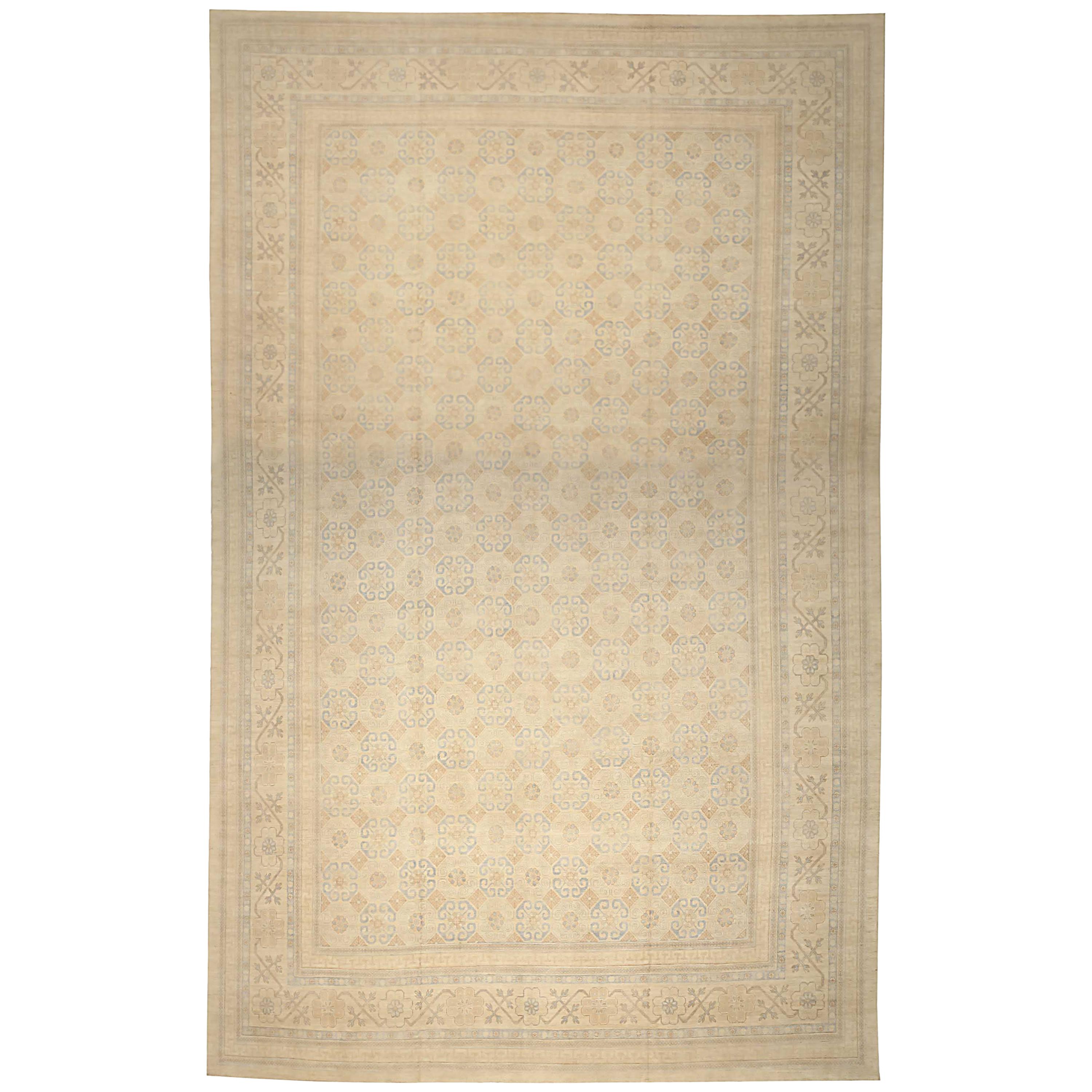 New Persian area rug handwoven from the finest sheep’s wool. It’s colored with all-natural vegetable dyes that are safe for humans and pets. It’s a traditional Khotan design handwoven by expert artisans. It’s a lovely area rug that can be