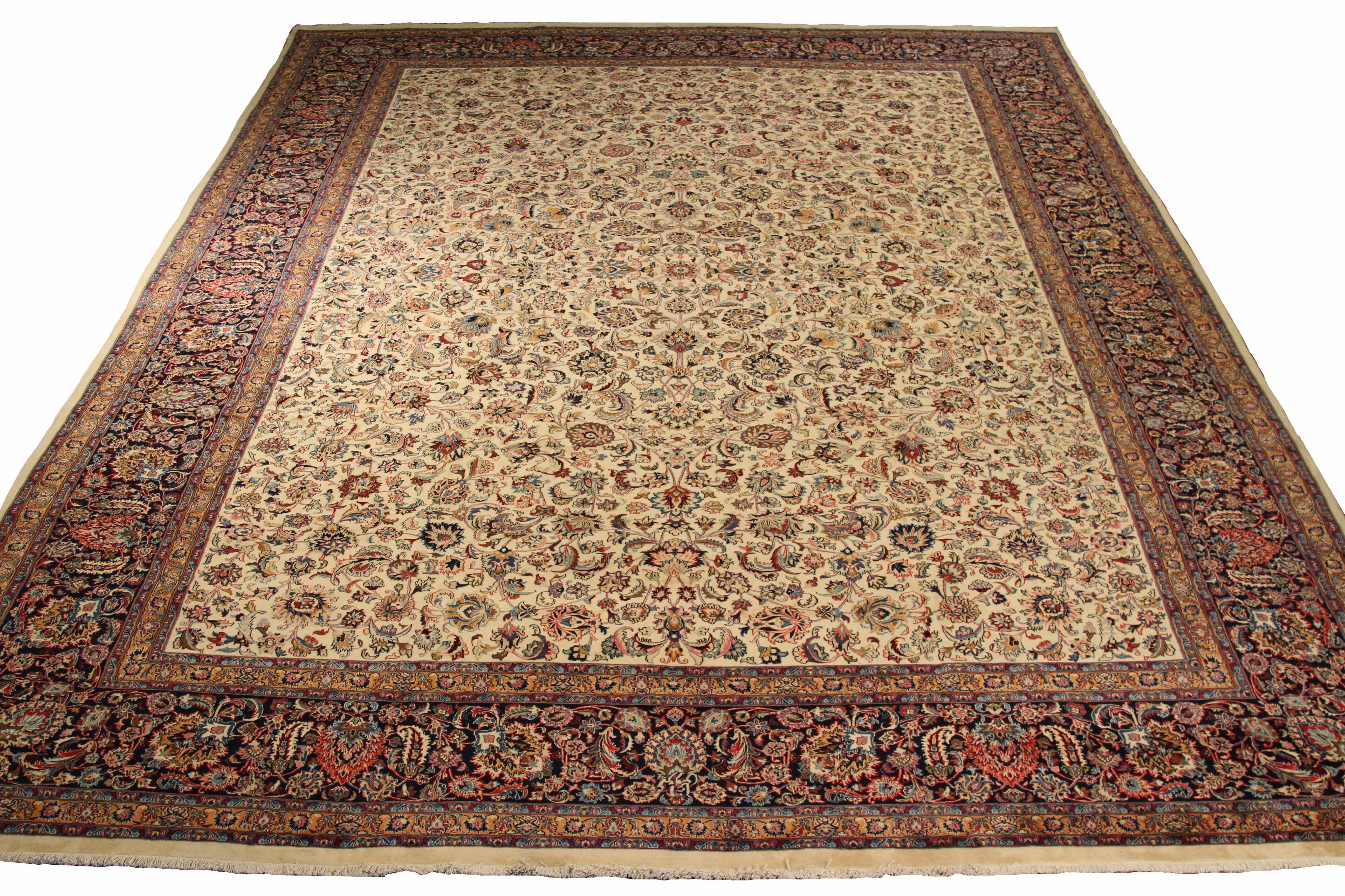 New Persian area rug handwoven from the finest sheep’s wool. It’s colored with all-natural vegetable dyes that are safe for humans and pets. It’s a traditional Mashad design handwoven by expert artisans. It’s a lovely area rug that can be