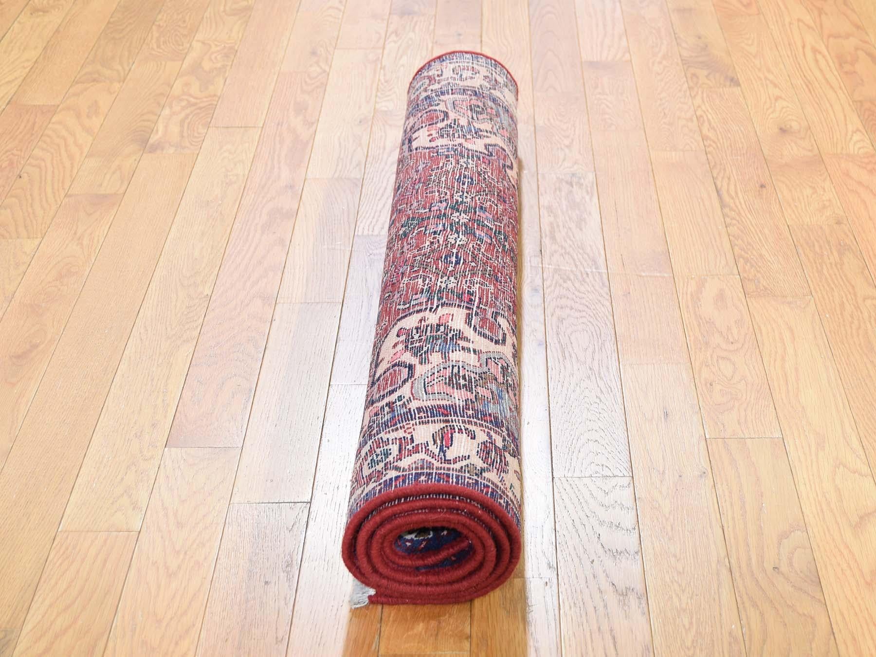 Hand-Knotted Persian Bijar Red Pure Wool Hand Knotted Oriental Rug