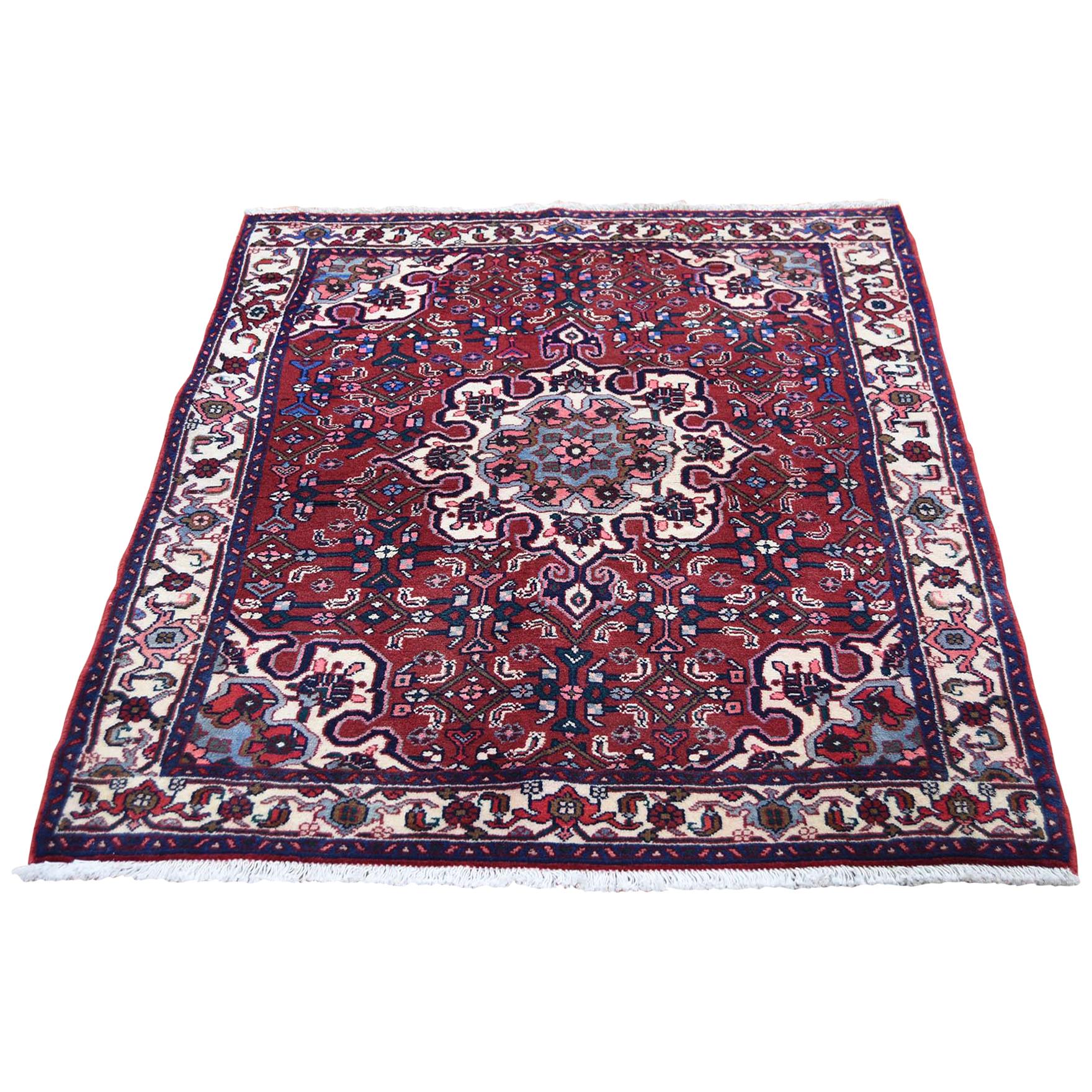 Persian Bijar Red Pure Wool Hand Knotted Oriental Rug