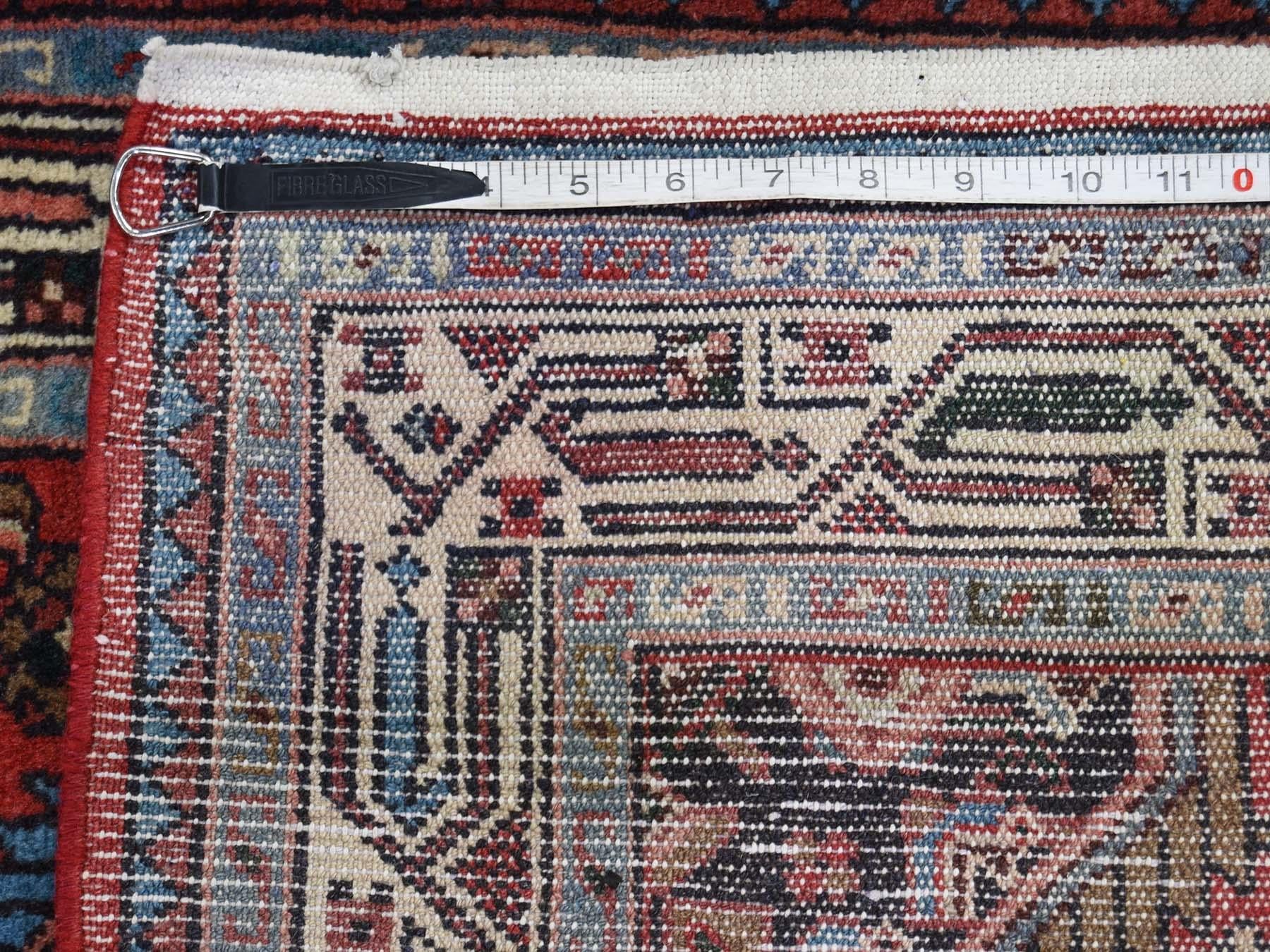 Mid-20th Century Persian Hamadan Pure Wool Runner Hand Knotted Oriental Rug