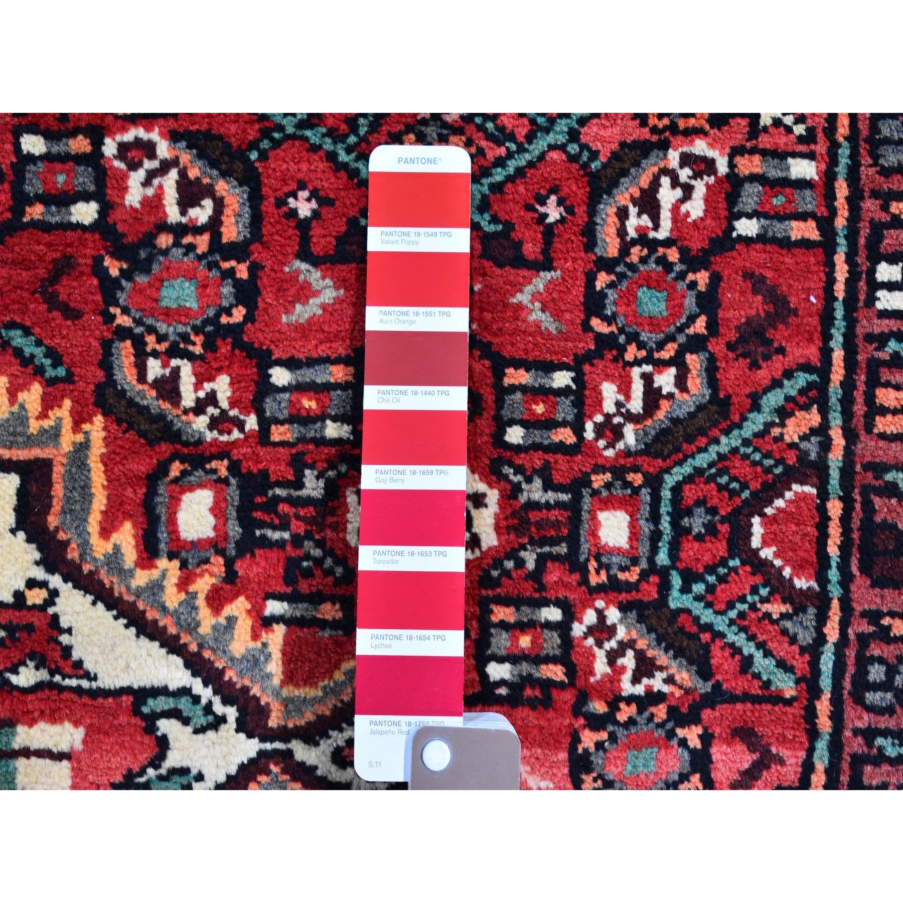 Medieval New Persian Hamadan Wide and Long Pure Wool Hand Knotted Light Red Oriental Rug For Sale