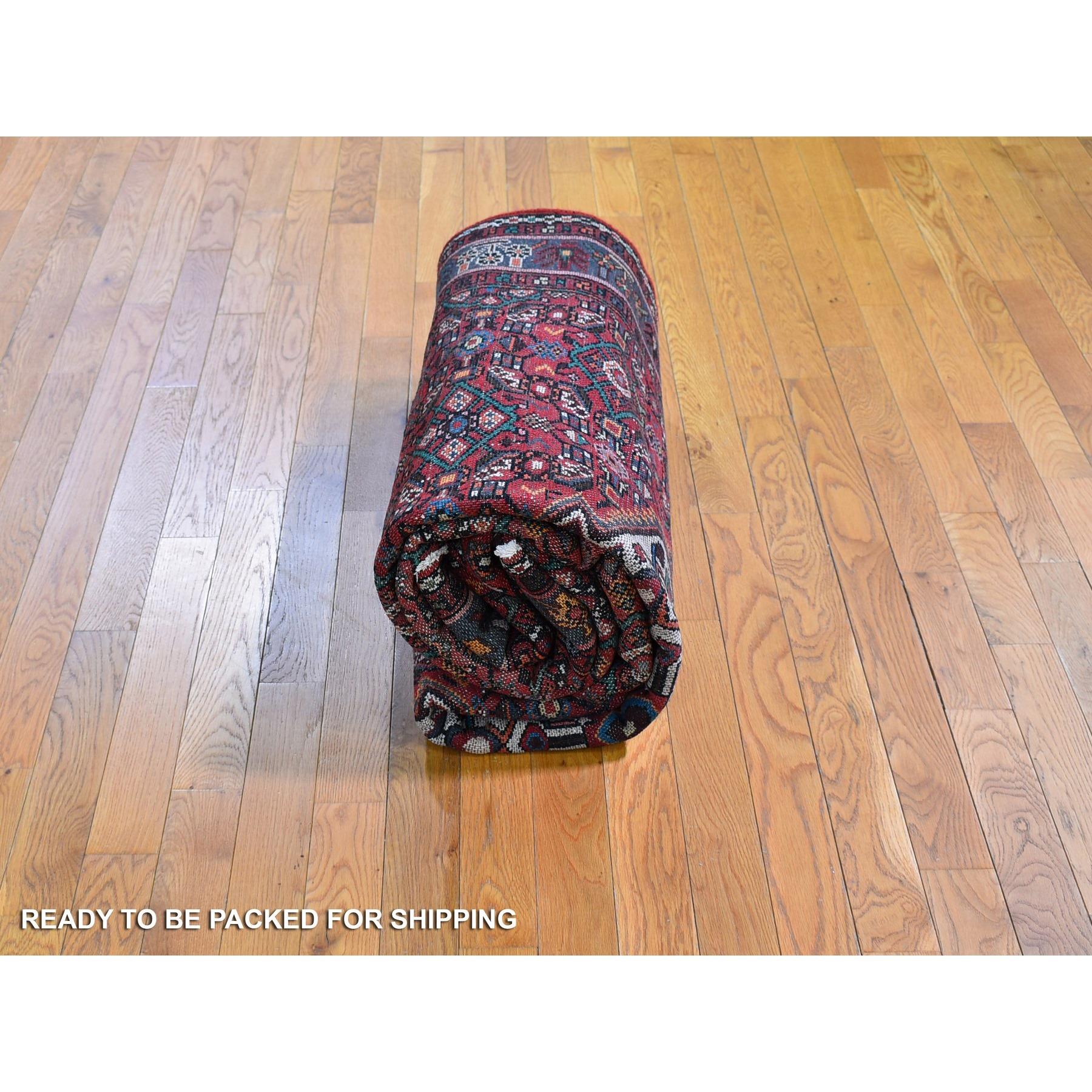 Noué à la main Nouveau tapis persan Hamadan large et long en pure laine rouge clair noué à la main en vente