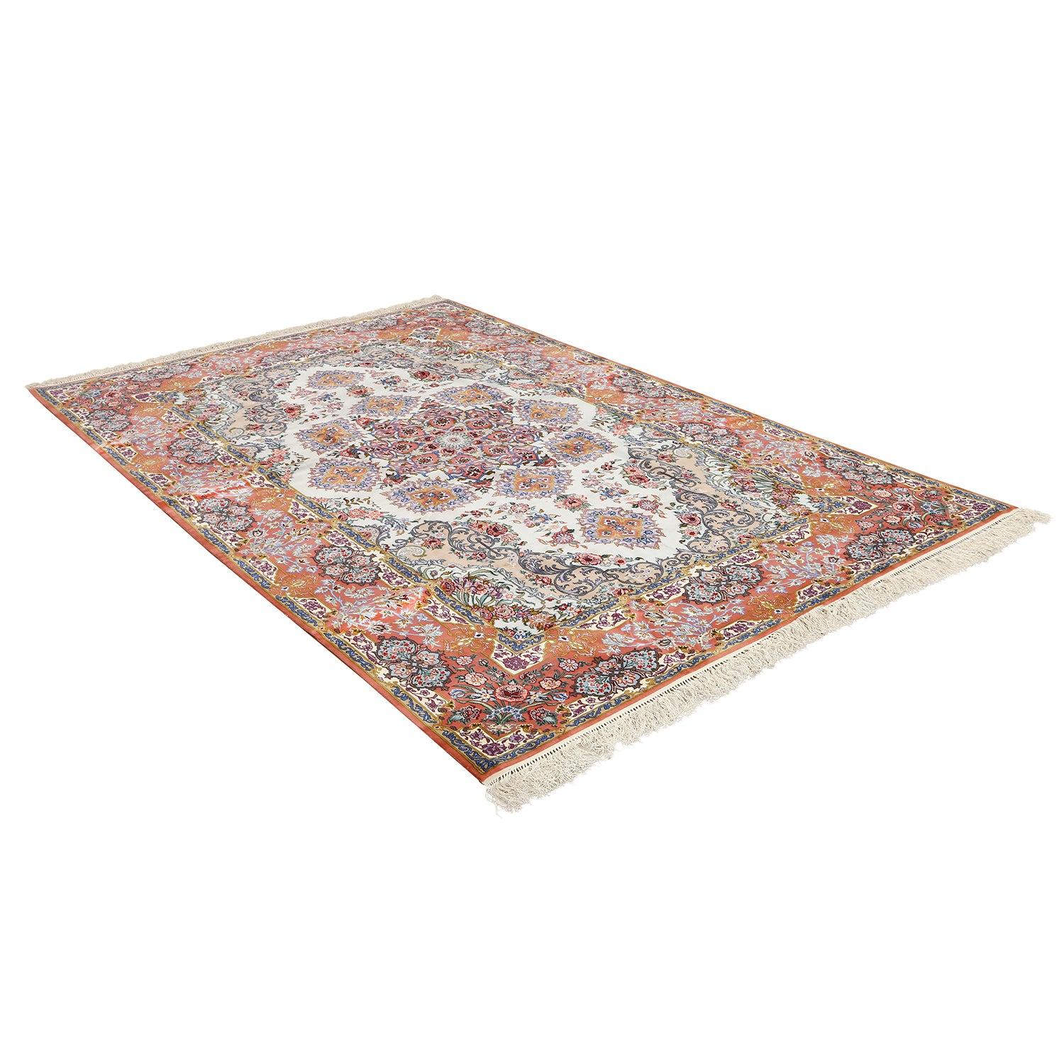 Hand-Knotted New Persian Isfahan Rug in Kork and Silk - Size: 10'2 X 6'8 For Sale