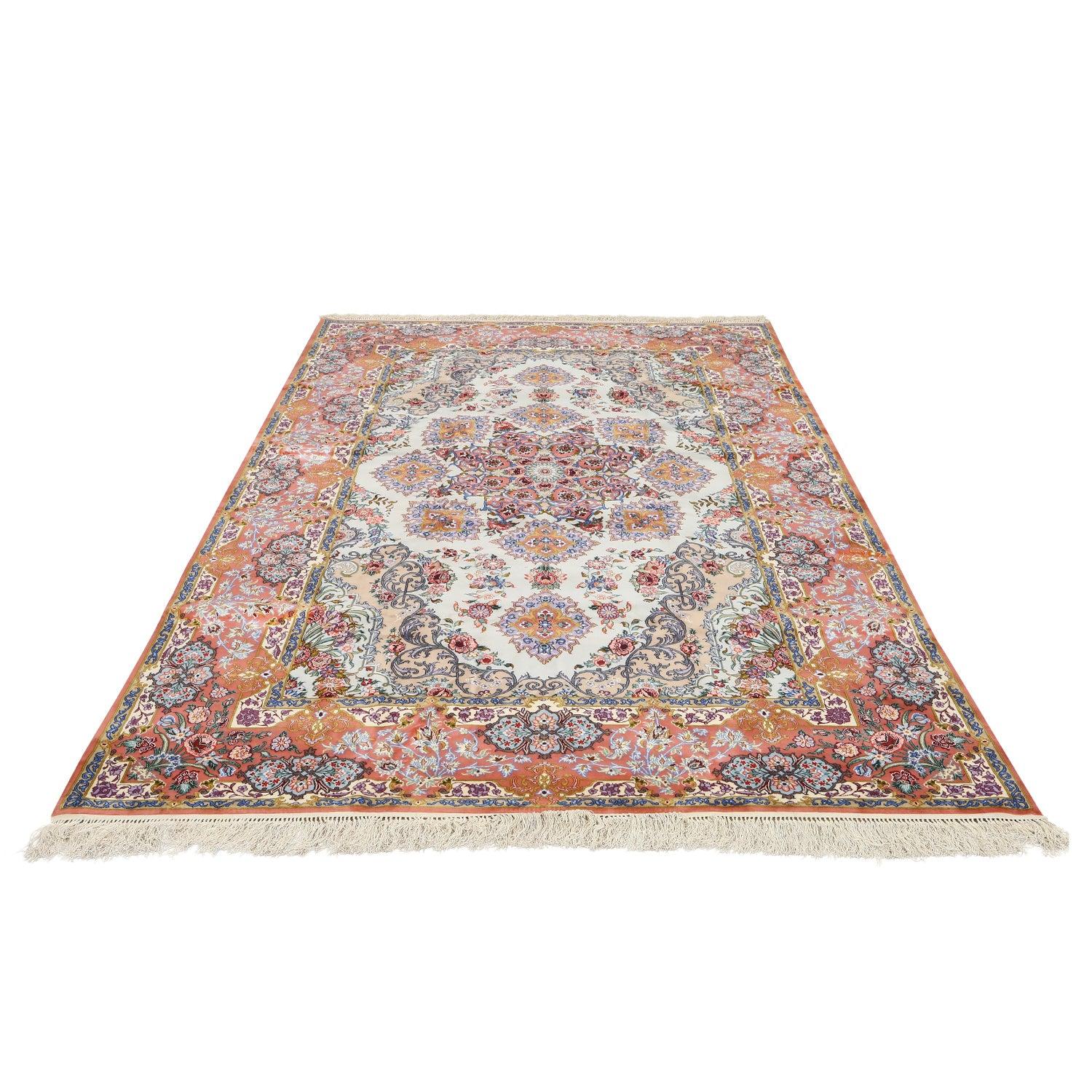 New Persian Isfahan Rug in Kork and Silk - Size: 10'2 X 6'8 In New Condition For Sale In Los Angeles, CA