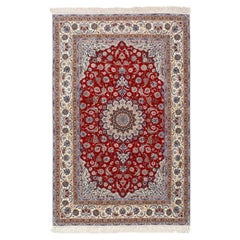 New Persian Isfahan Rug in Kork and Silk - Size: 10'3 X 6'6