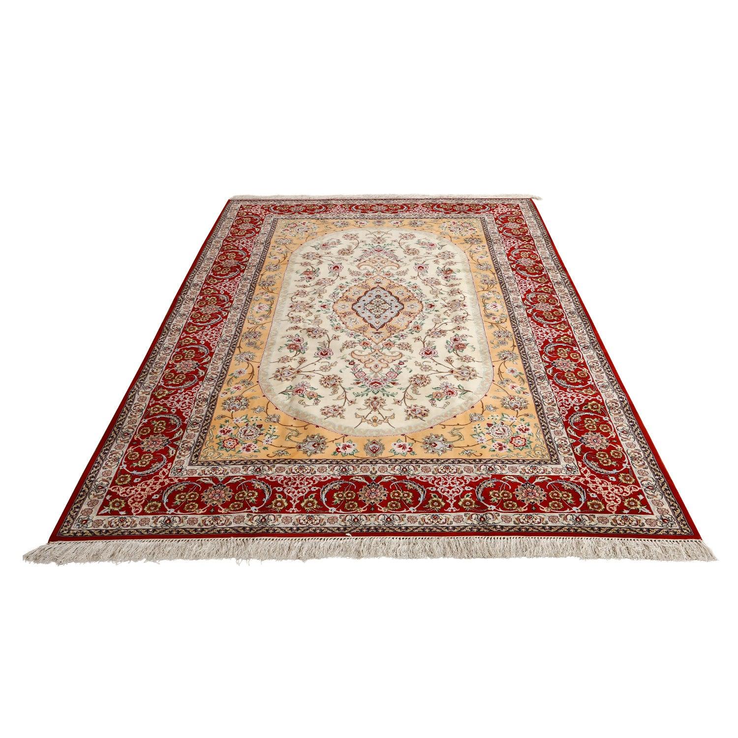 Annodato a mano Tappeto New Persian Isfahan in kork e seta - Dimensioni: 6'8 X 10' in vendita