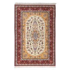 New Persian Isfahan Rug in Kork and Silk - Size: 6'8 X 10'