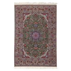 New Persian Isfahan Rug in Kork and Silk - Size: 6'9 X 9'10