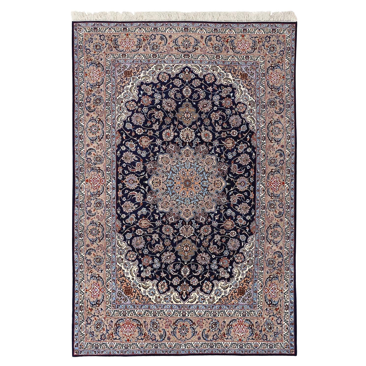 New Persian Isfahan Rug in Kork & Silk - Size: 6'7 X 10'3