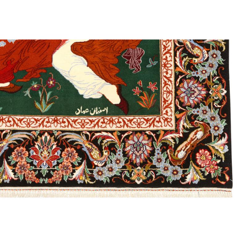 Hand-Knotted New Persian Isfahan Rug in Wool & Silk - Size: 5'3 X 3'8 Z514 For Sale