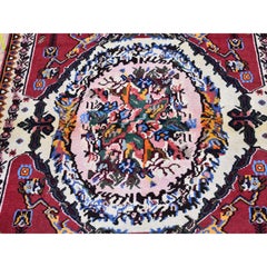 New Zoroastrian Karabakh with a Flower Bouquet Hand Knotted Natural Wool Rug