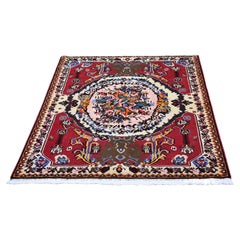 Vintage New Persian Karabakh with a Flower Bouquet Hand Knotted Natural Wool Rug