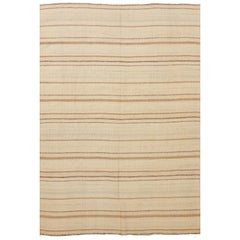 New Persian Kilim Rug with Ivory Field and Brown Stripes