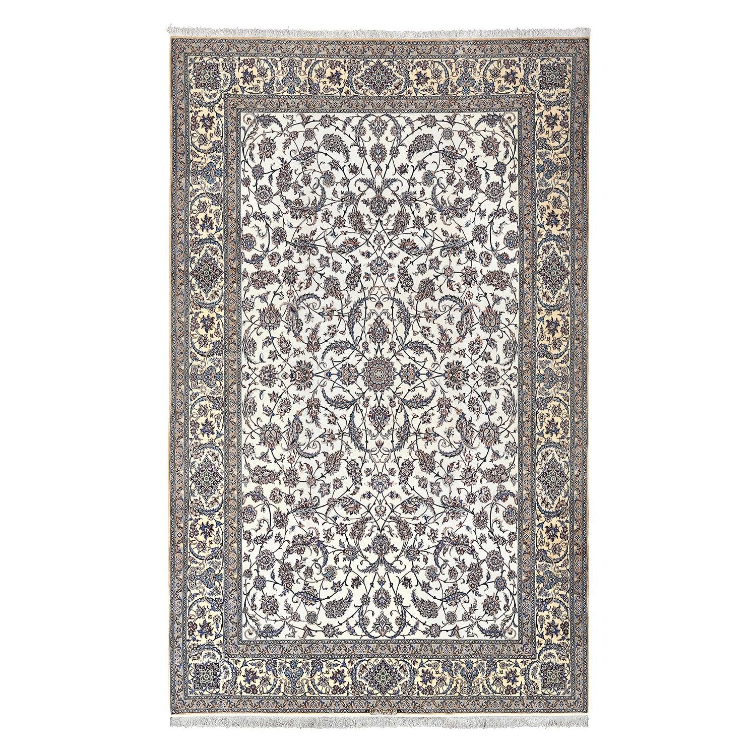 New Persian Naein Rug in Wool, Silk and Cotton- Size: 13'8 X 8'6 For Sale