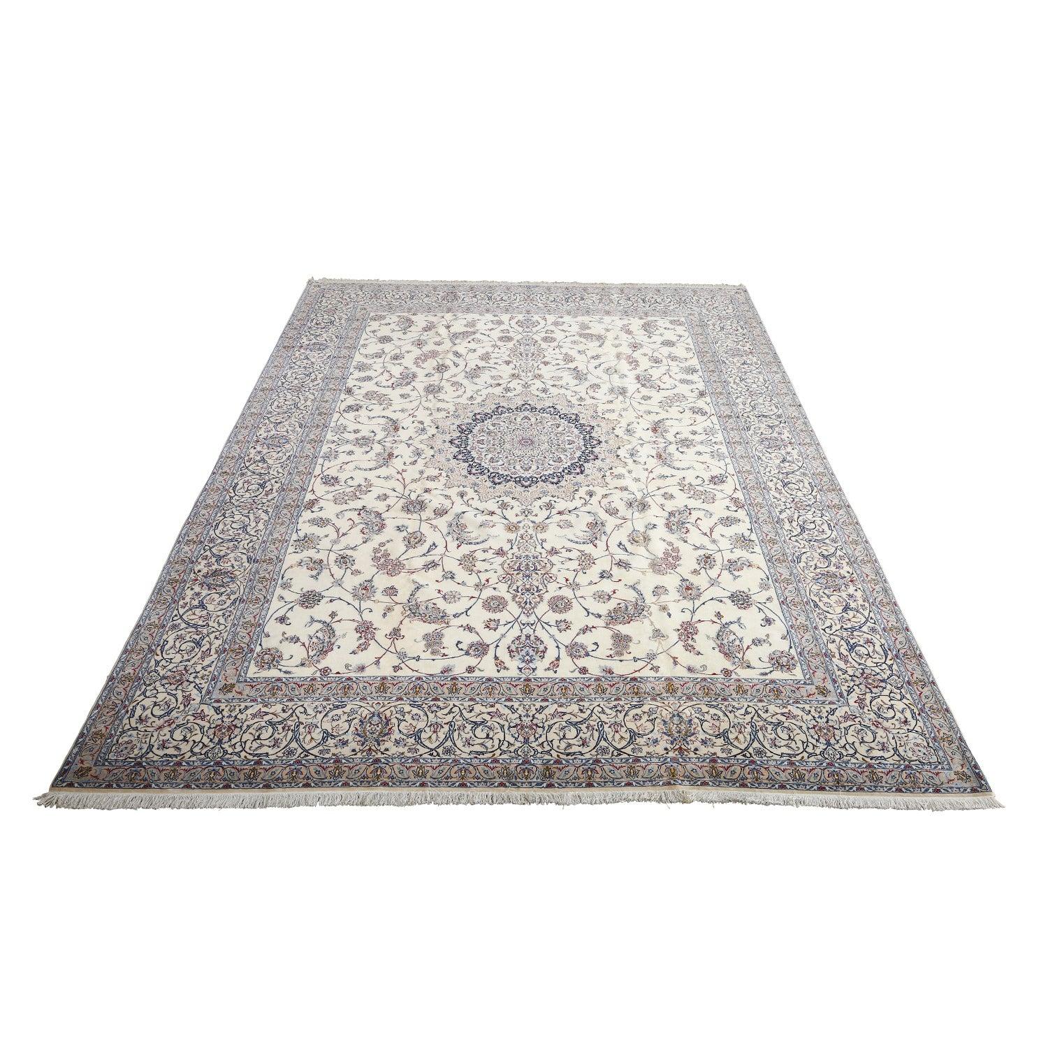 Persiano Tappeto New Persian Naein in lana, seta e cotone - Dimensioni: 14'9 X 10'9 in vendita