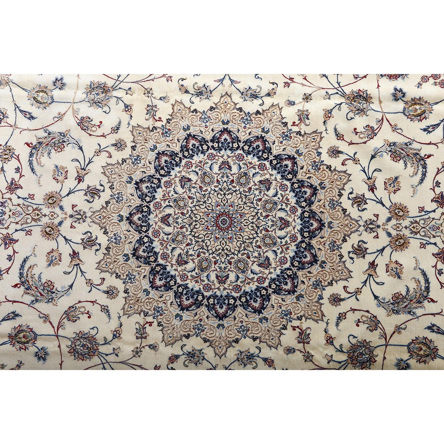 Annodato a mano Tappeto New Persian Naein in lana, seta e cotone - Dimensioni: 14'9 X 10'9 in vendita