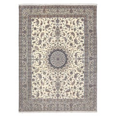 New Persian Naein Rug in Wool, Silk and Cotton- Size: 14'9 X 10'9