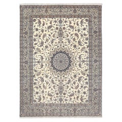 New Persian Naein Rug in Wool, Silk and Cotton- Size: 14'9 X 10'9