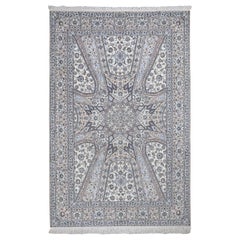 New Persian Nain Wool and Silk 400 KPSI Signed Habibian, Gumbad Design Hand