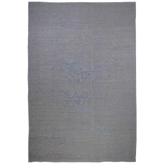 New Persian Oushak Style Rug with Blue and Gray Floral Details