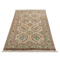 New Persian Qom Rug in Pure Silk - Size: 5'2x3'5