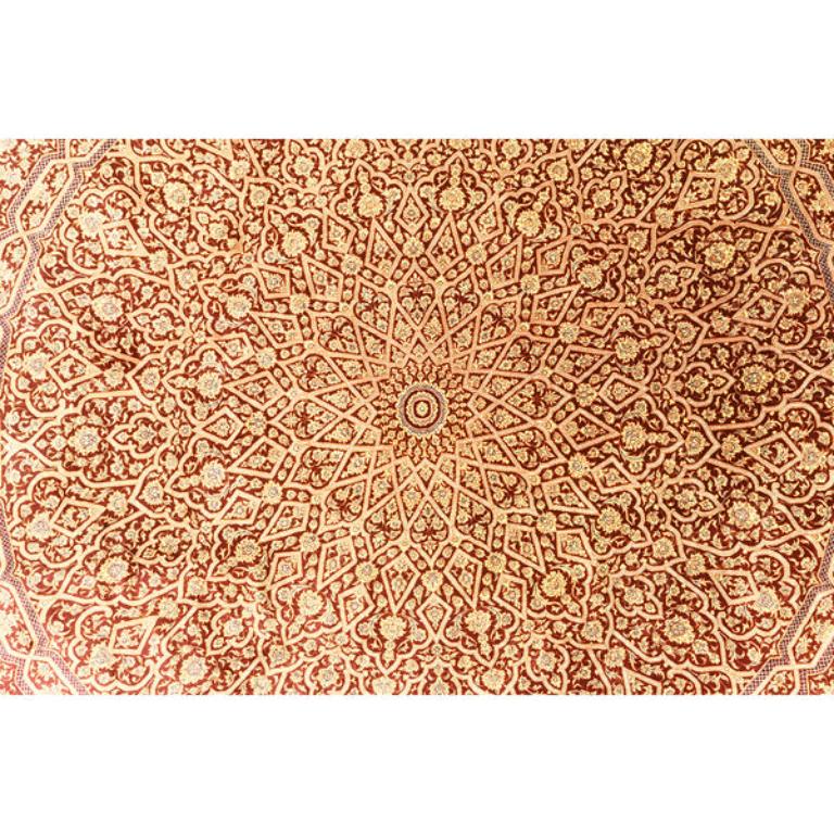 Annodato a mano Tappeto New Persian Qom in seta - Dimensioni: 6'6x6'6 in vendita