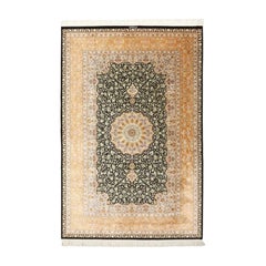 New Persian Qom Rug in Silk - Size: 7'9x5'4