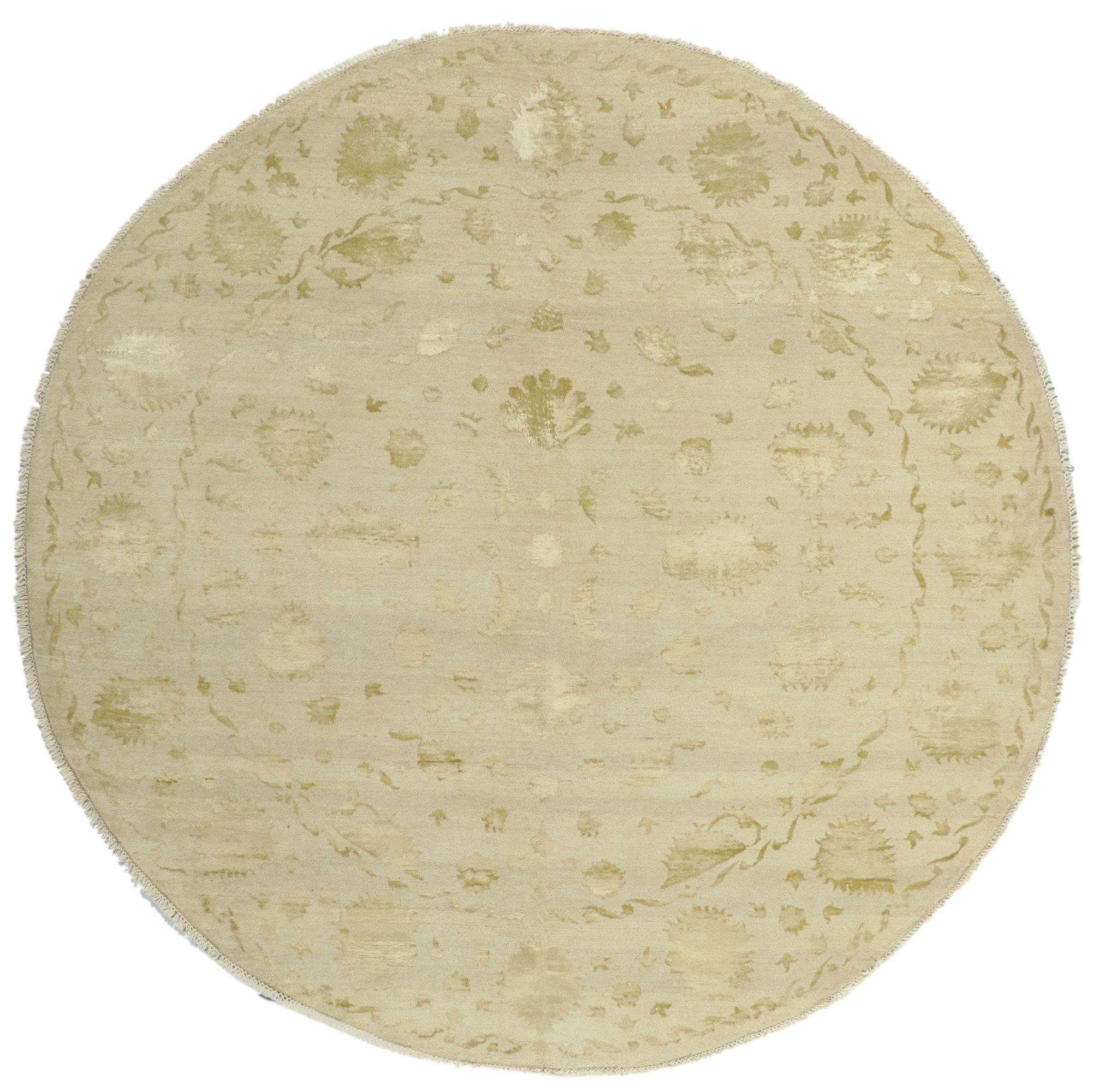 Contemporary Neutral Round Area Rug, Quiet Sophistication Meets Stylish Versatility For Sale