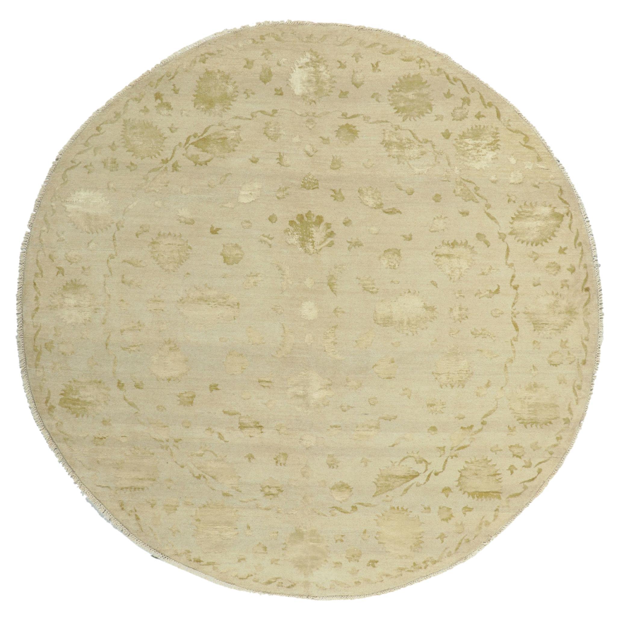 Neutral Round Area Rug, Quiet Sophistication Meets Stylish Versatility For Sale
