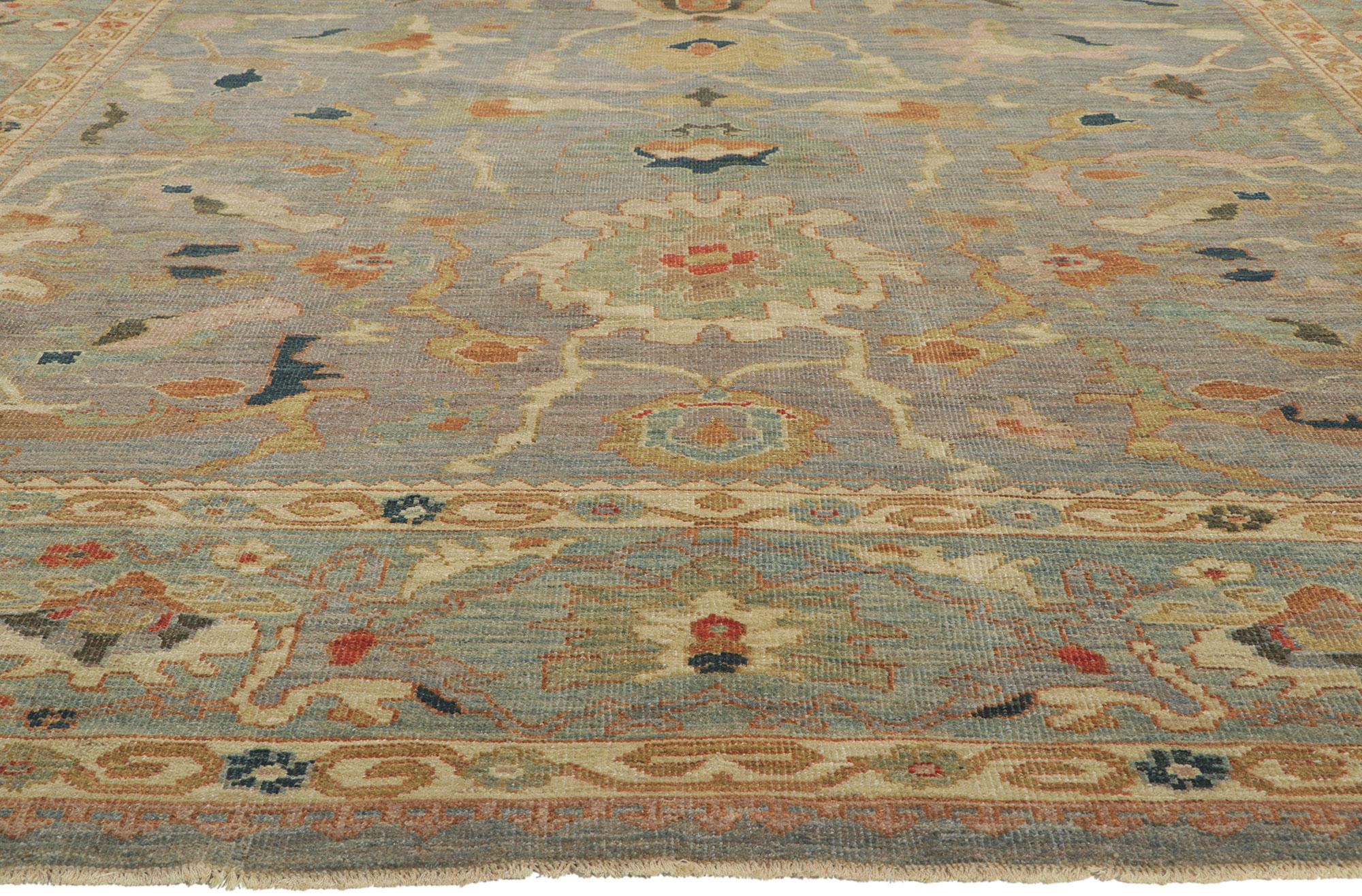 Organic Modern Blue Persian Sultanabad Rug In New Condition For Sale In Dallas, TX